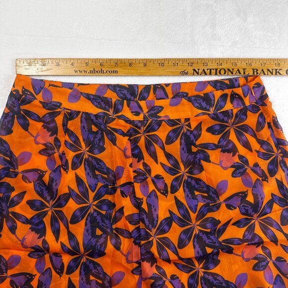 PrettyLittleThing Womens High-Waisted Sheer Pants Sz12 Beach Flares Floral pants - Picture 5 of 11